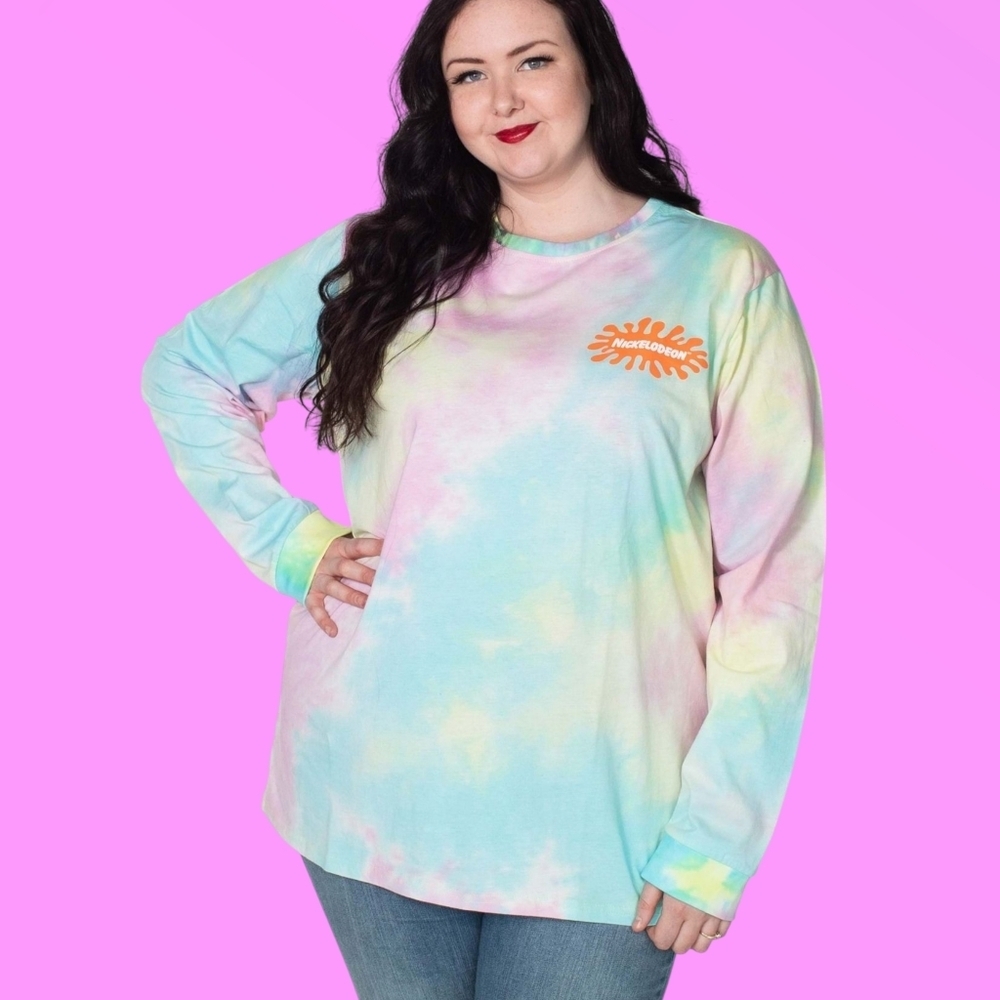 Cakeworthy x Nickelodeon 90's Rainbow Tie Dye Long Sleeve T-Shirt Size 2XL